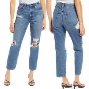 GOOD AMERICAN Good Vintage high-rise Straight Leg Jeans Distressed Ripped NWT